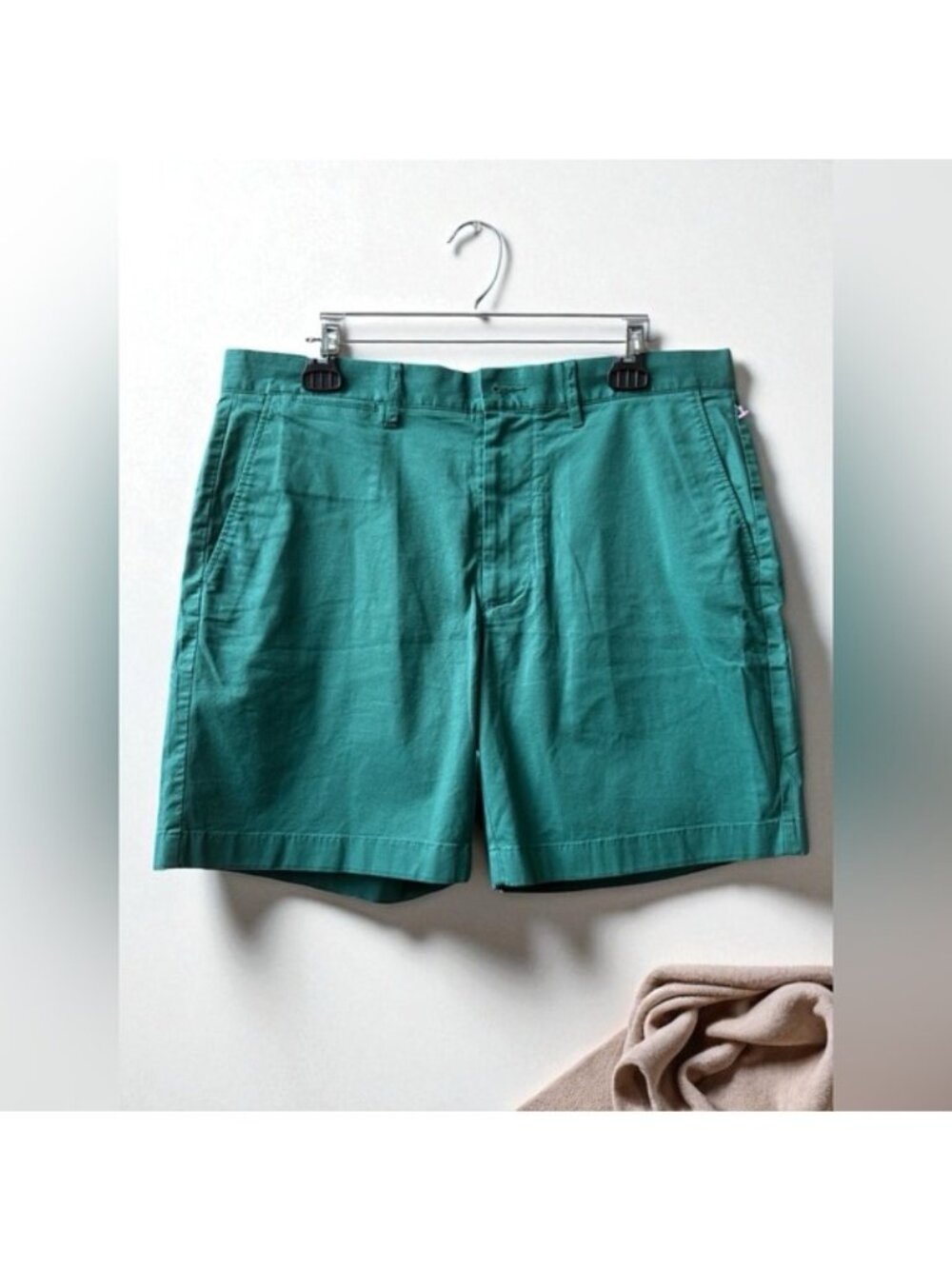 J.Crew Stanton Khaki Chino Shorts Mens 33 Cotton Twill 7” Inseam Teal Green